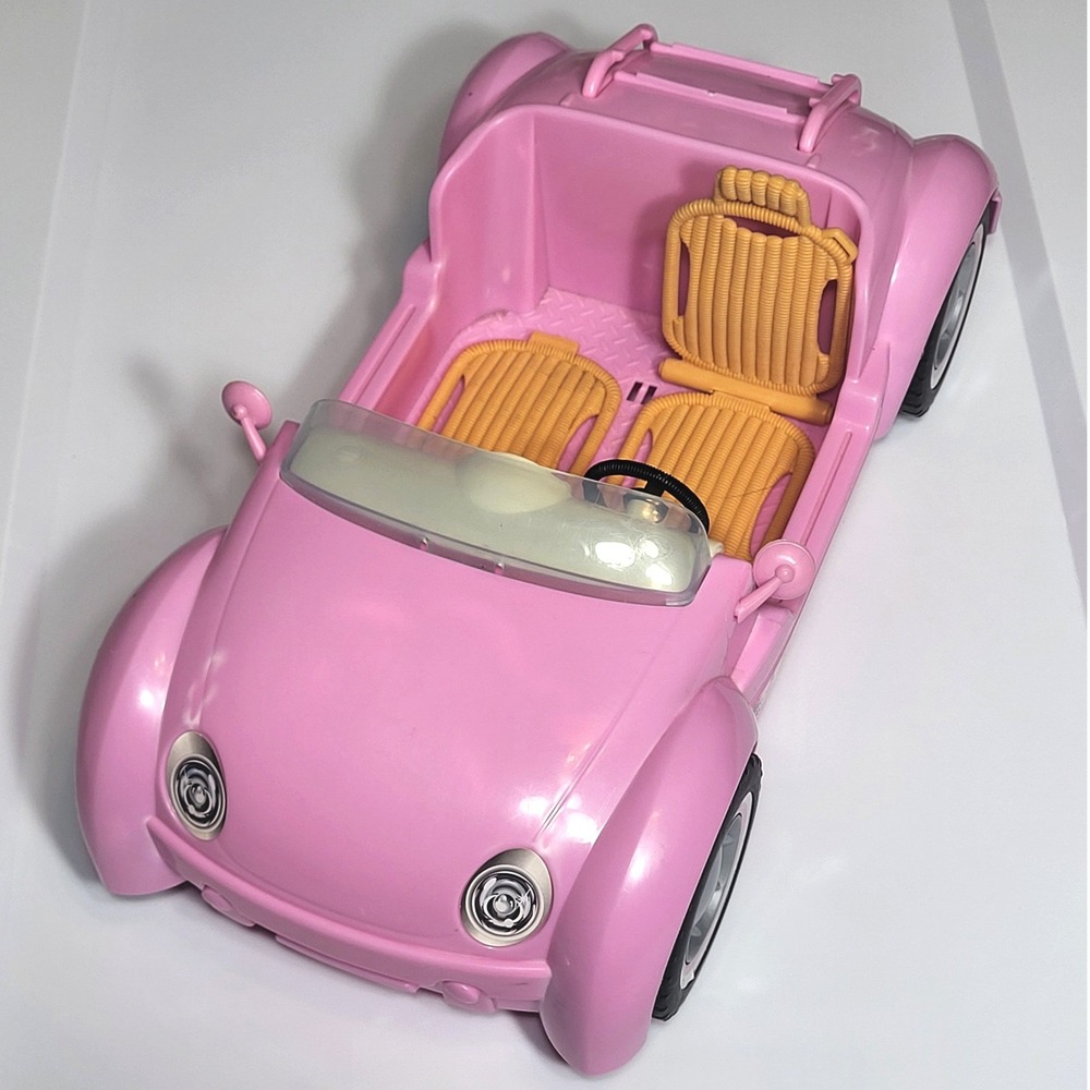 Mattel Barbie Glam Convertible Pink Car 2006 K8390 Wicker Seats Two Seater Toy